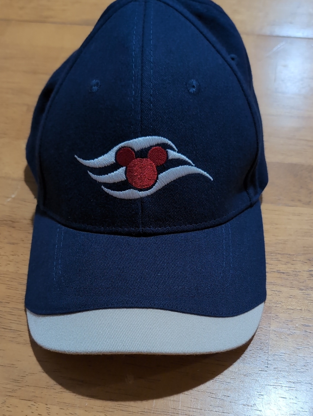 Disney Cruises Men's Navy Hat with Cream Visor and Red Logo